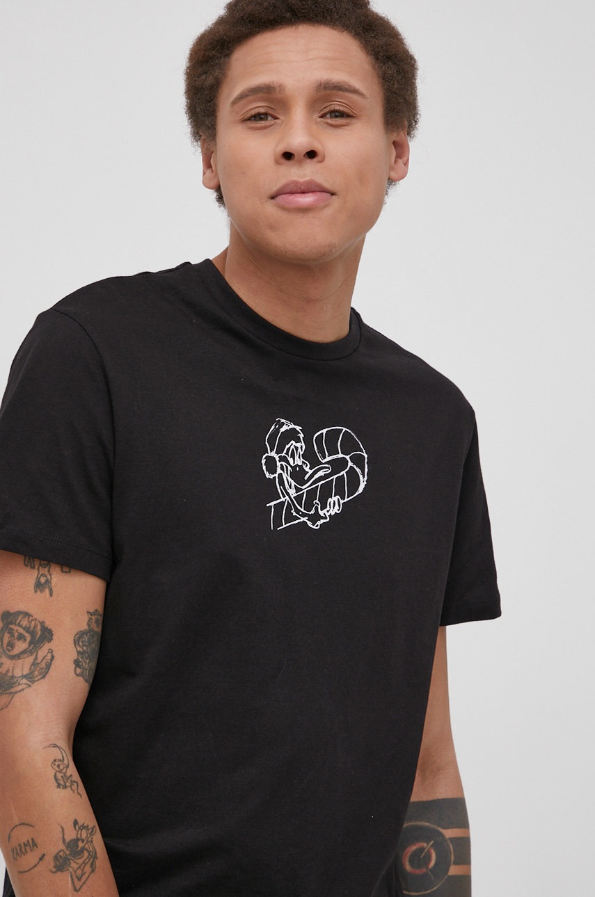 

Памучна тениска Only & Sons x Looney Tunes в черно с изчистен дизайн, Черен