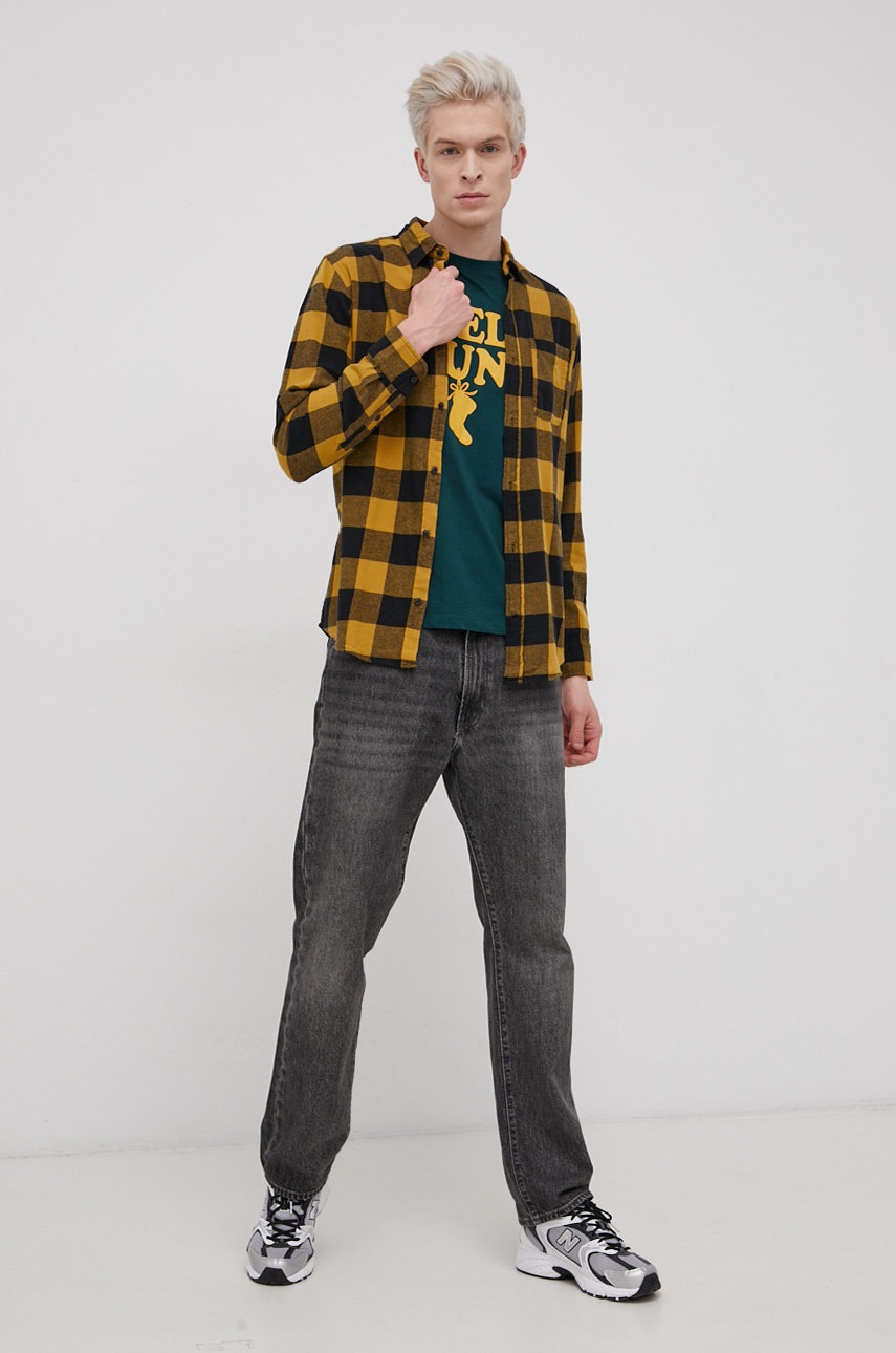 

Бавовняна футболка Jack & Jones колір зелений з принтом
