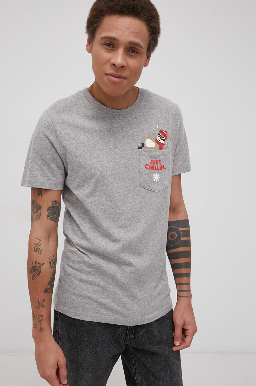 

Футболка Jack & Jones цвет серый с принтом
