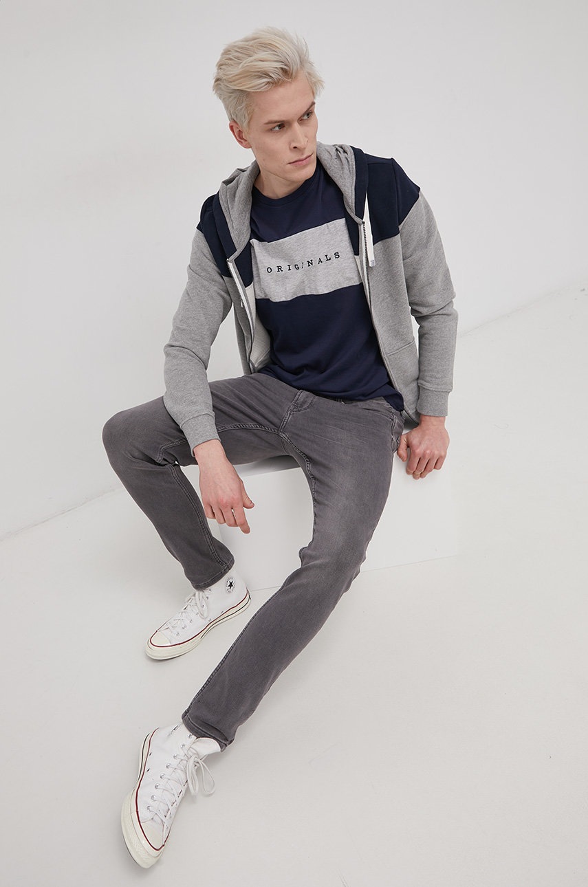 

Бавовняна футболка Jack & Jones колір синій візерунок