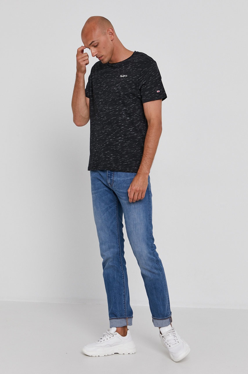 

Футболка Pepe Jeans Paul 10 мужская цвет чёрный с узором