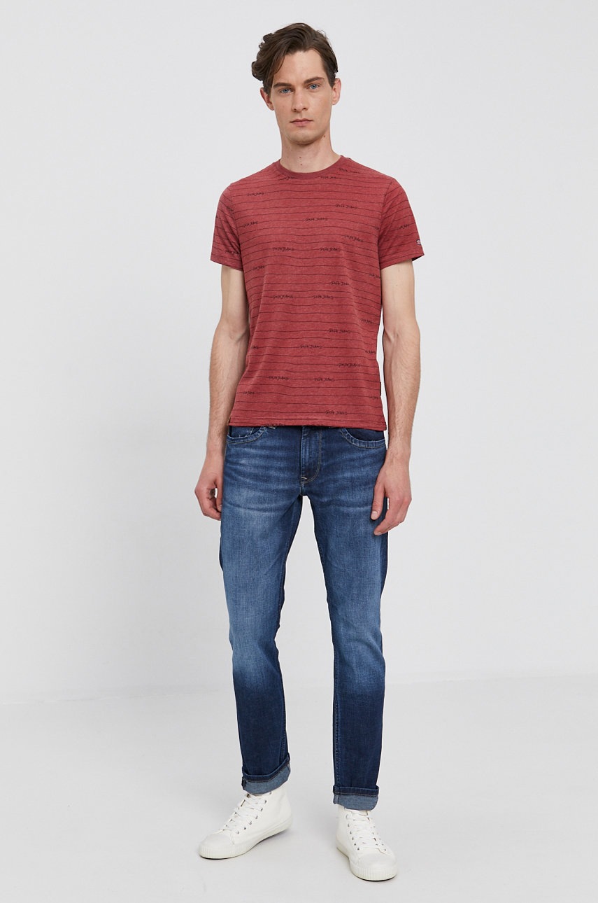 

Футболка Pepe Jeans KIF мужская цвет розовый с узором