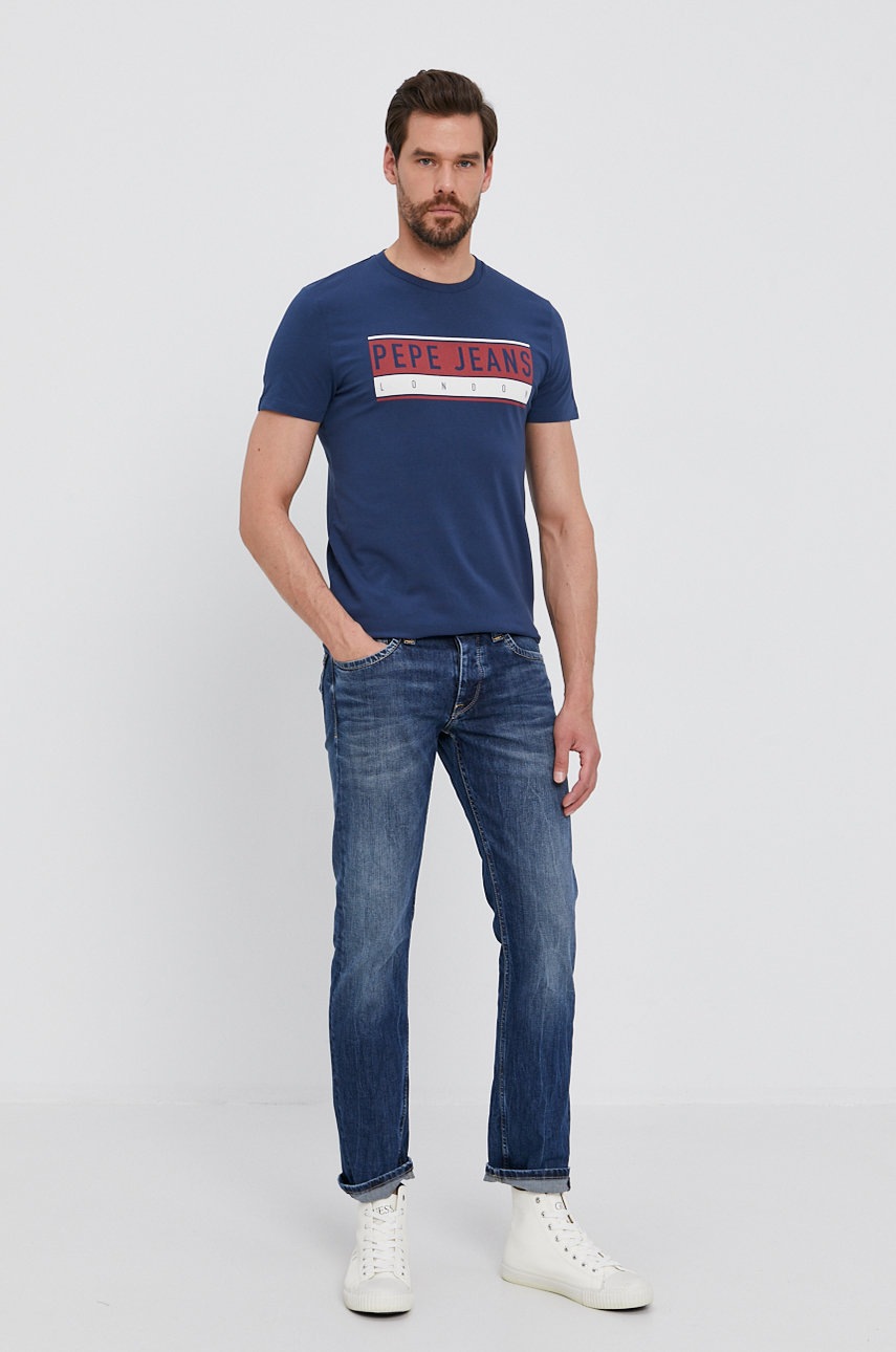 

Футболка Pepe Jeans JAYO чоловіча колір синій з принтом