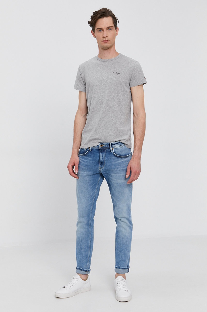 

Футболка Pepe Jeans ORIGINAL BASIC мужская цвет серый гладкий