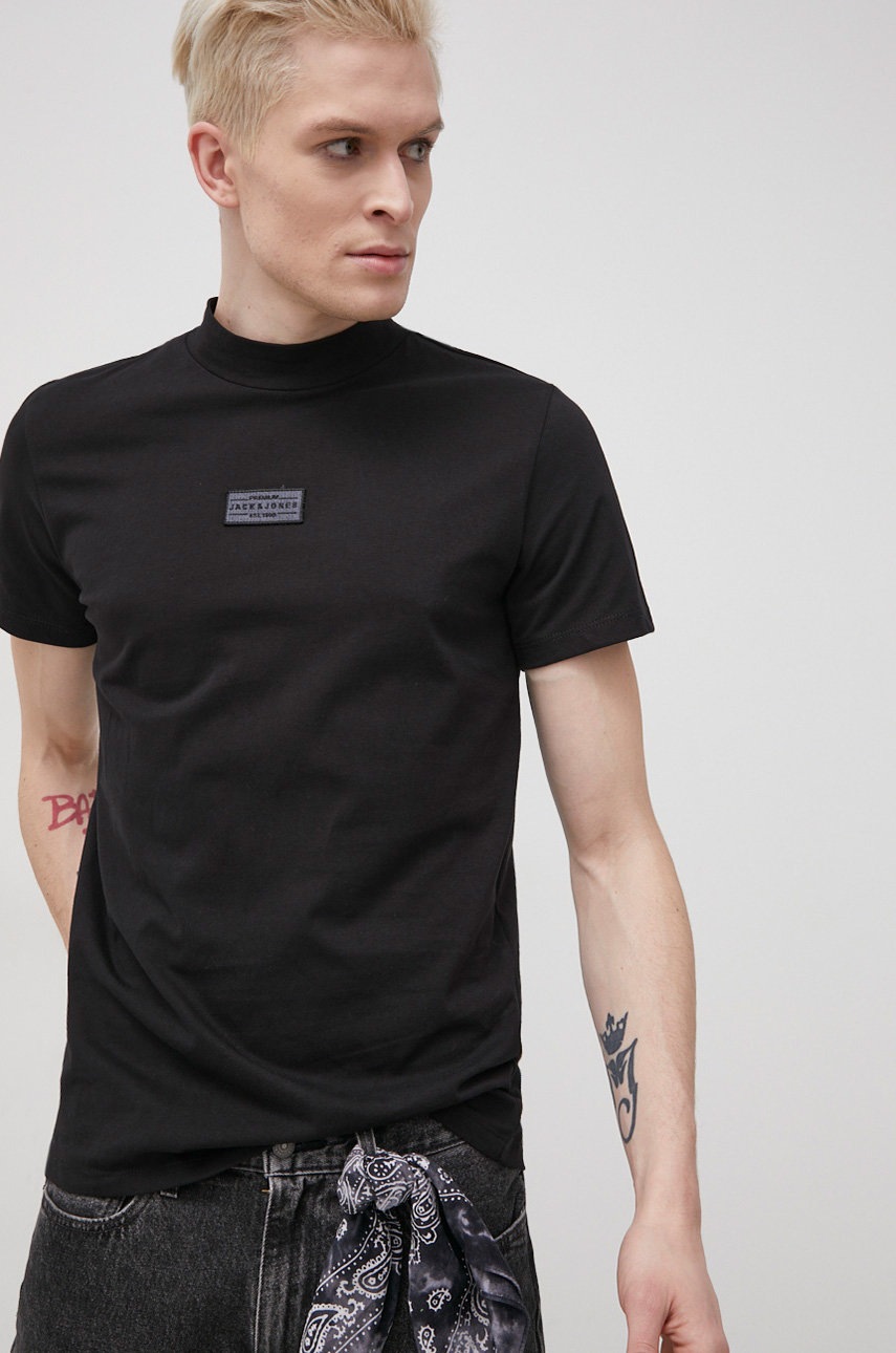 

Хлопковая футболка Premium by Jack&Jones цвет чёрный с аппликацией