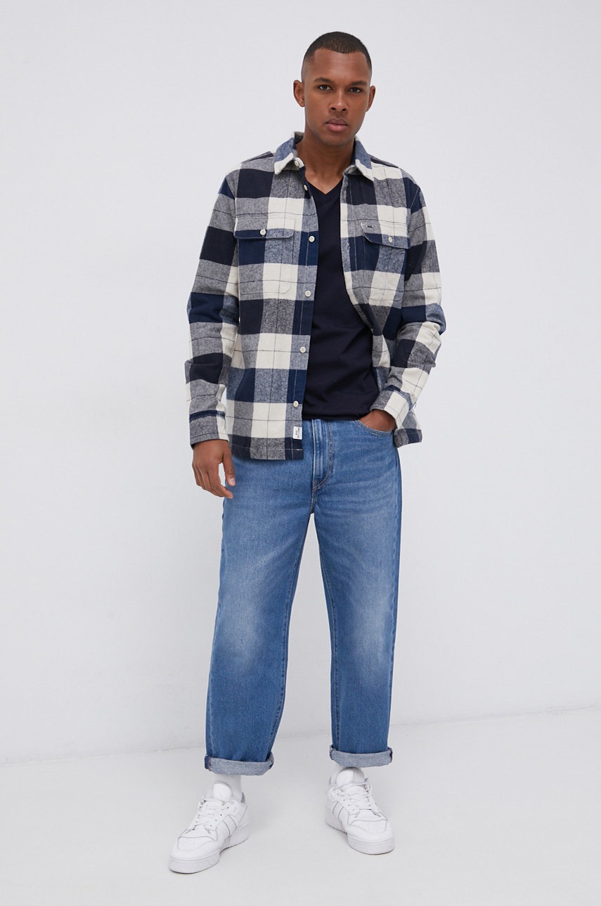 

Хлопковая футболка Premium by Jack&Jones цвет синий гладкий