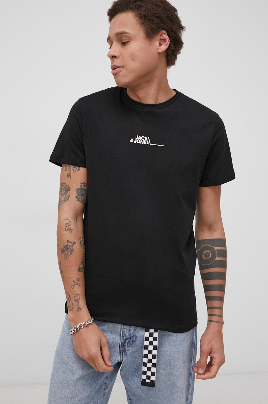 

Бавовняна футболка Premium by Jack&Jones колір чорний з принтом