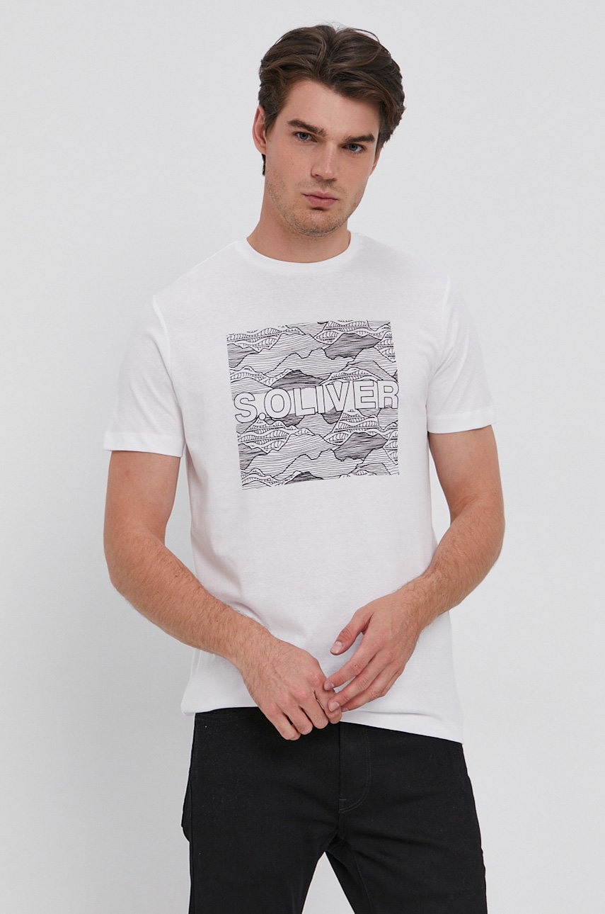 Tricou din bumbac culoarea alb, cu imprimeu