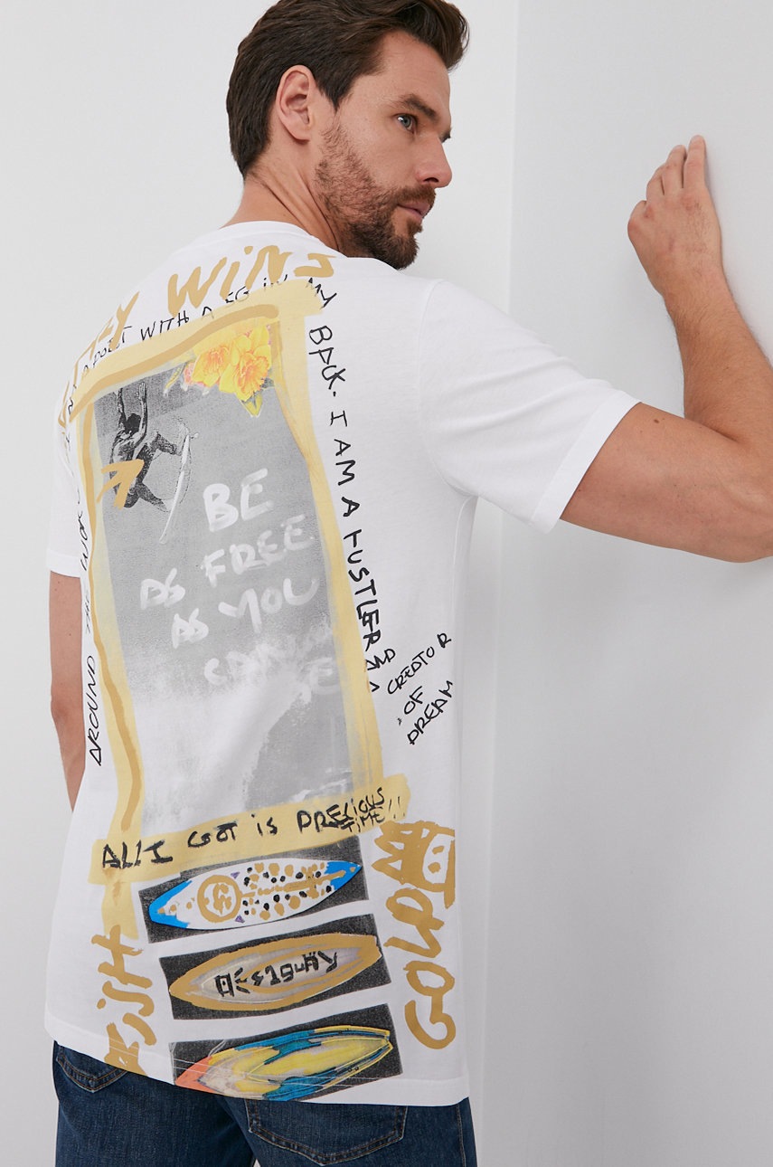 

Памучна тениска Desigual с изчистен дизайн, Многоцветен