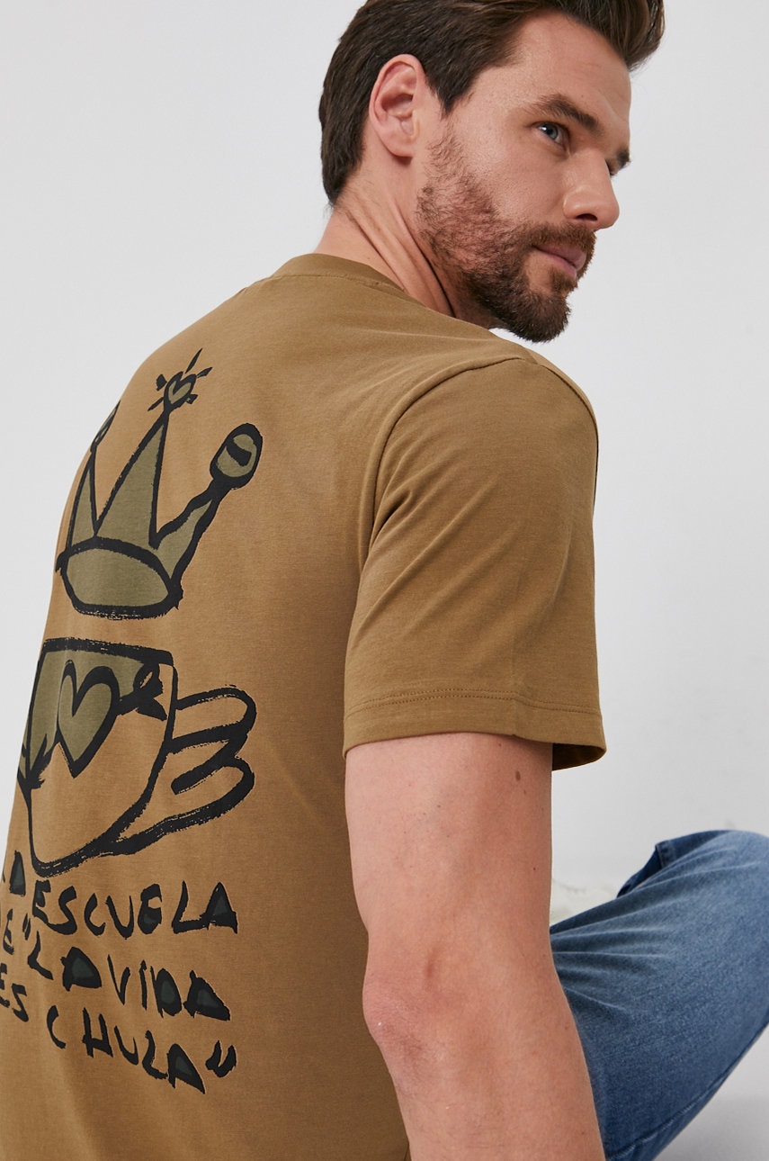 

Памучна тениска Desigual в зелено с изчистен дизайн, Зелен