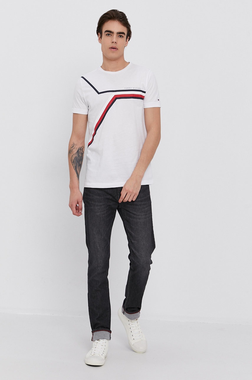 

Бавовняна футболка Tommy Hilfiger колір білий з принтом