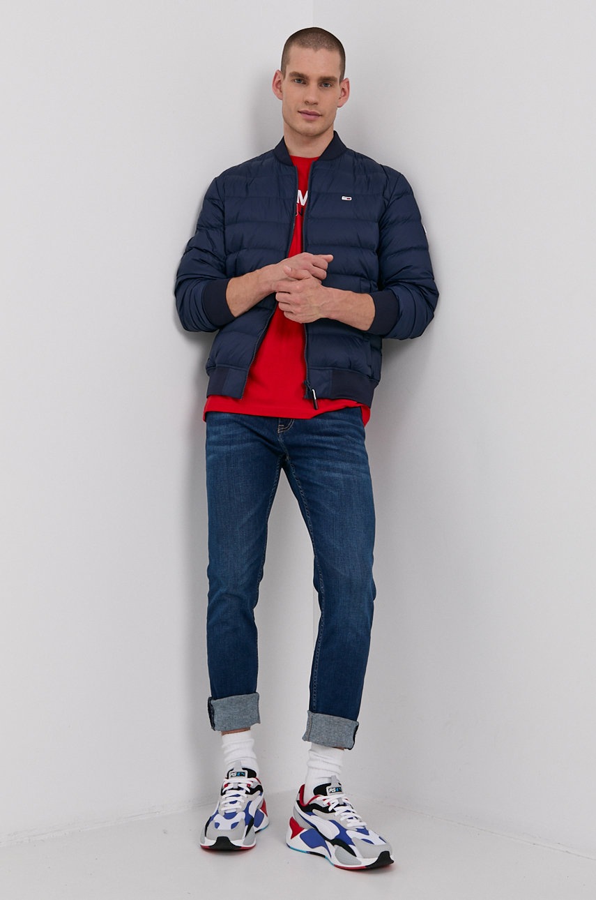 

Бавовняна футболка Tommy Jeans колір червоний з принтом