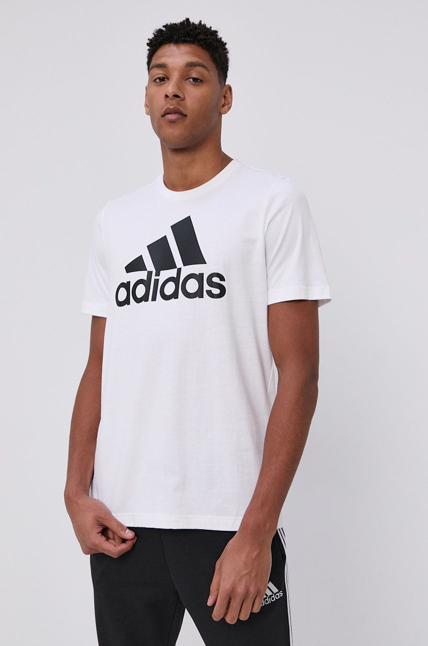 Adidas Tricou GK9121 bărbați, culoarea alb, cu imprimeu