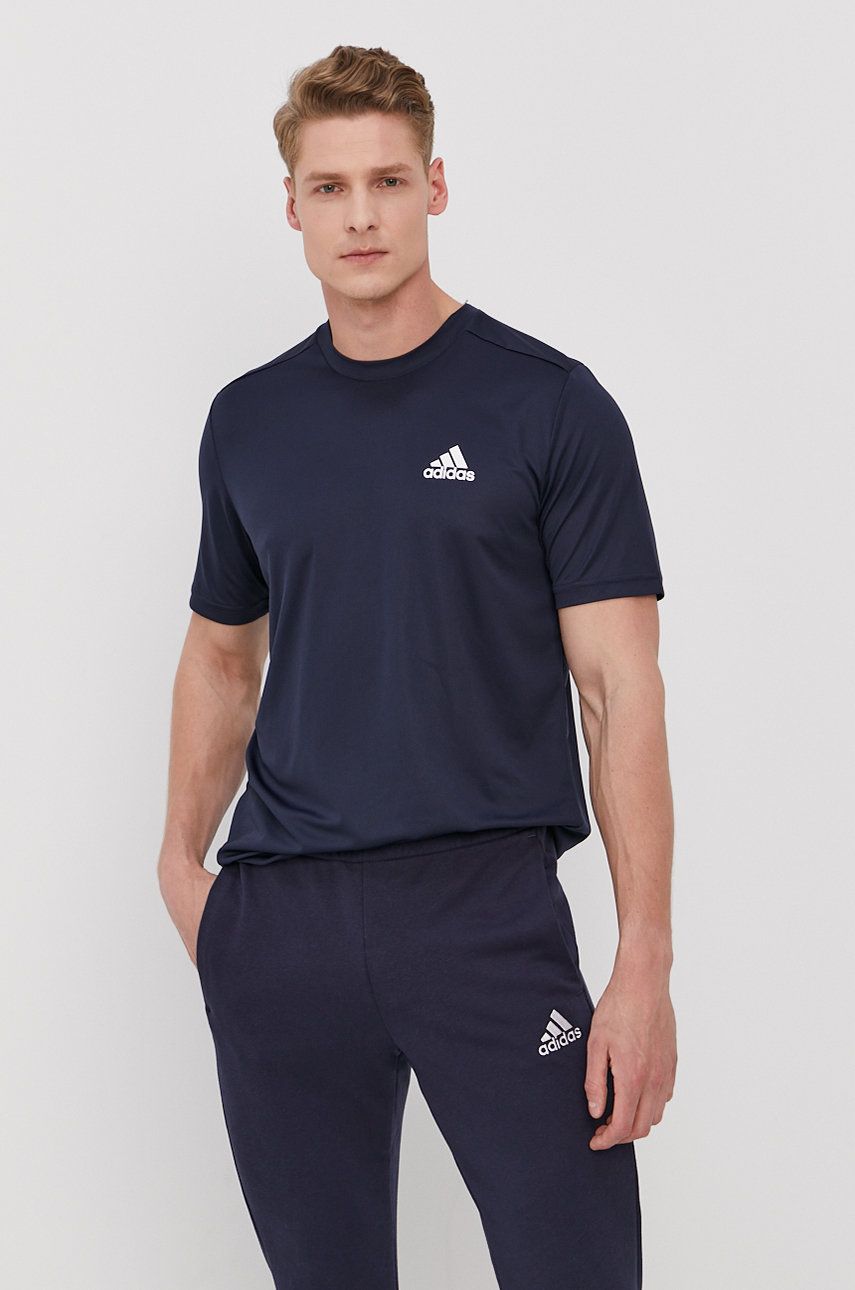 Adidas t-shirt treningowy kolor granatowy gładki