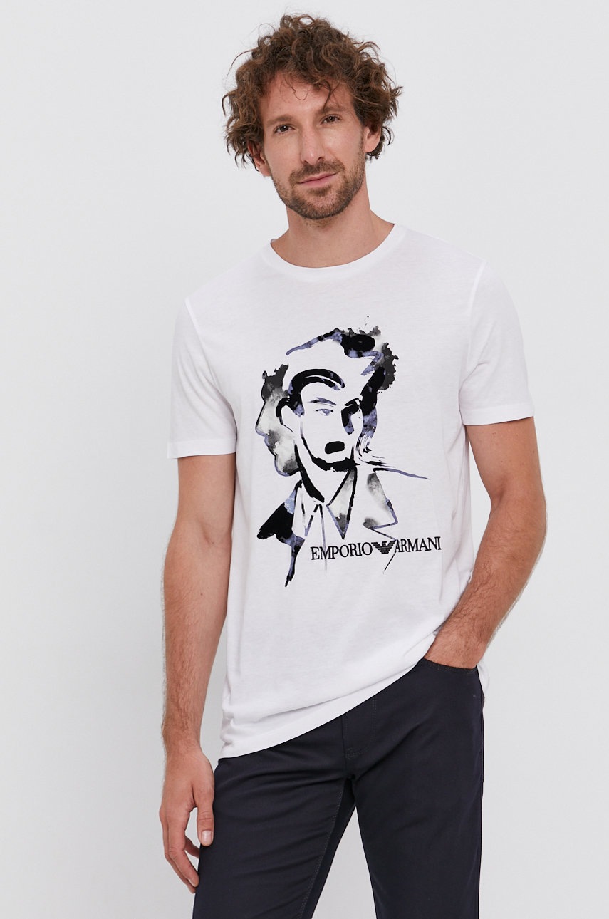 

Футболка Emporio Armani мужская цвет белый с принтом