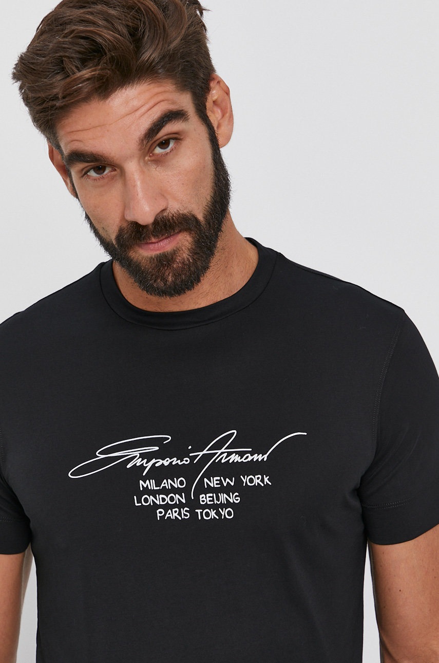 

Emporio Armani - Памучна тениска, Черен