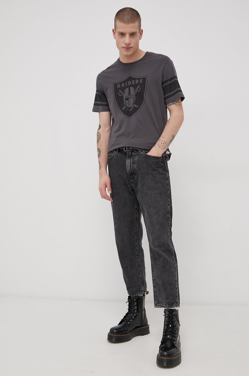 

Памучна тениска Only & Sons в сиво с принт, Сив