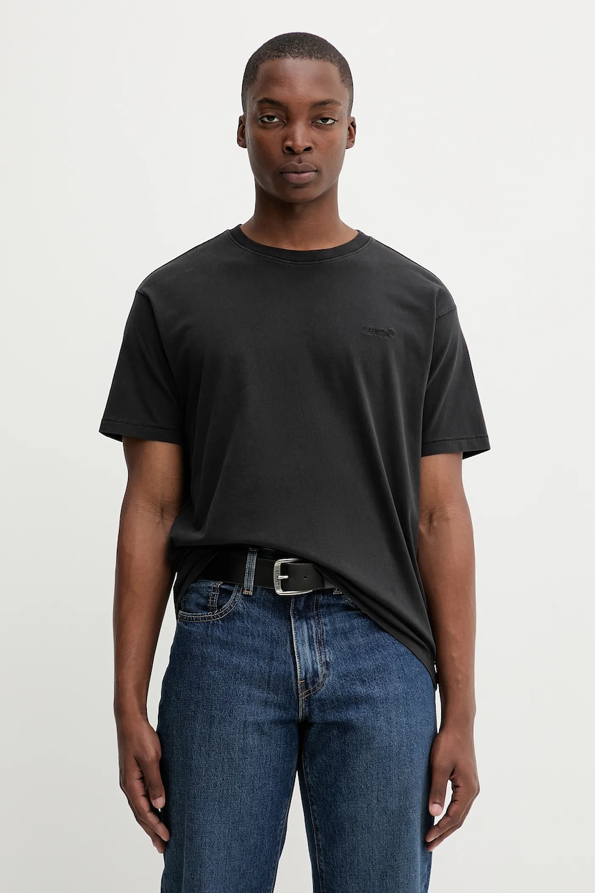 Levně Tričko Levi's pánské, černá barva, hladké, A0637.0001-Blacks