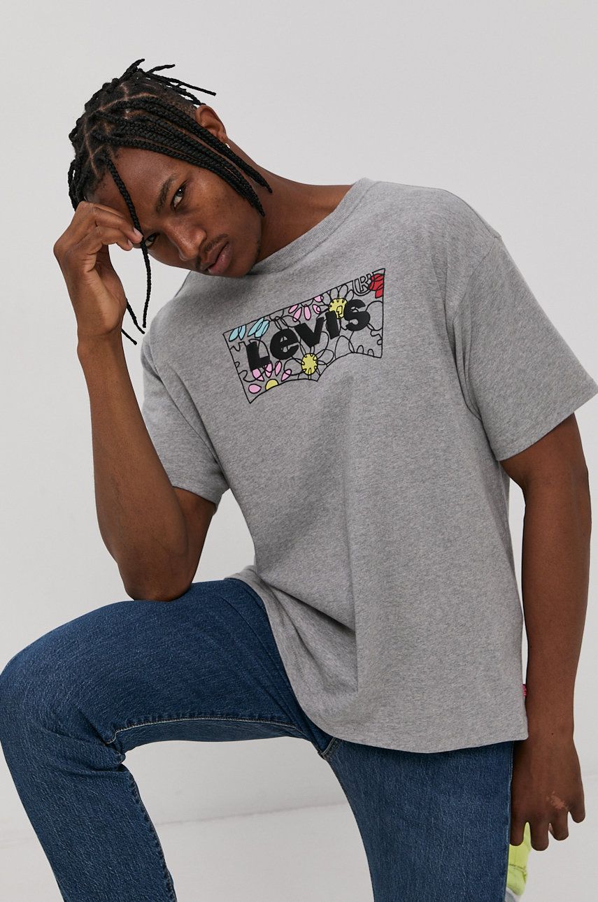 Levi’s Tricou bărbați, culoarea gri, cu imprimeu answear imagine noua