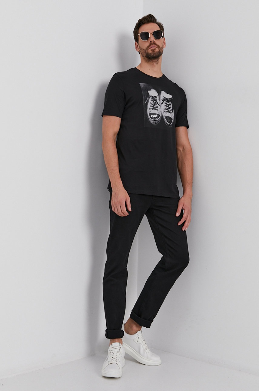 

Boss - Памучна тениска Boss Casual, Черен