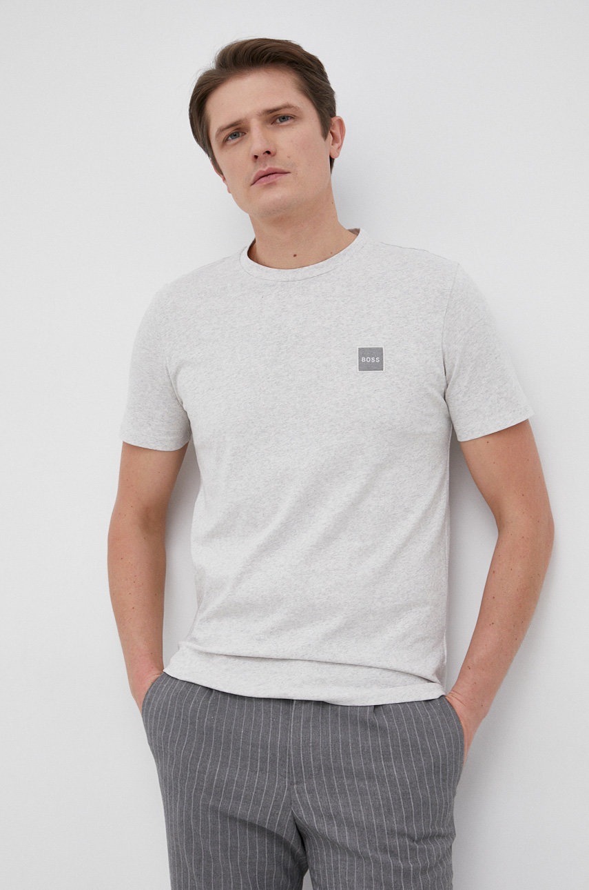 

Памучна тениска Boss Casual в прозрачен цвят с изчистен дизайн, Бежов