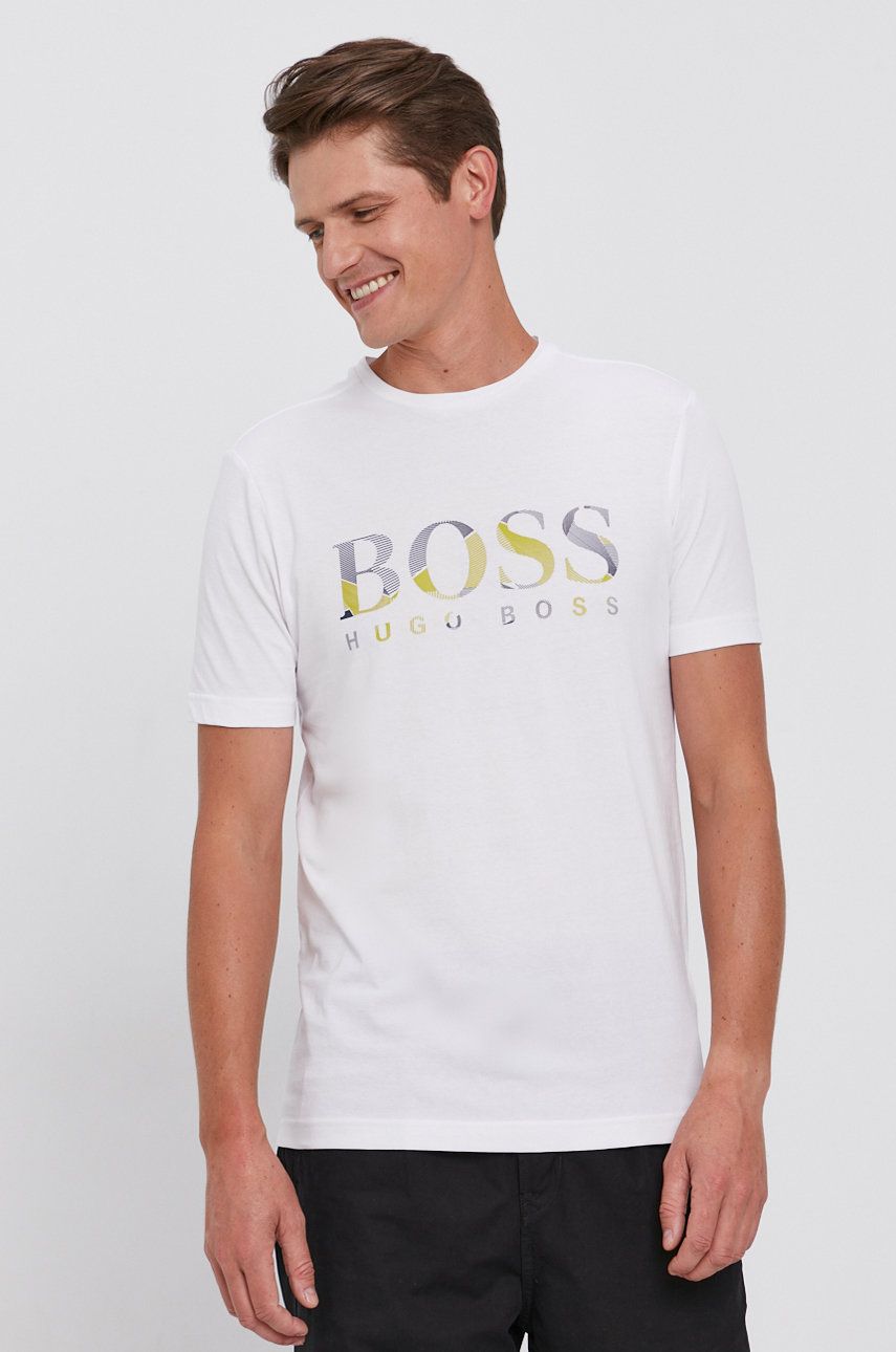 

Памучна тениска Boss Boss Athleisure (2 броя) в бяло с принт, Бял