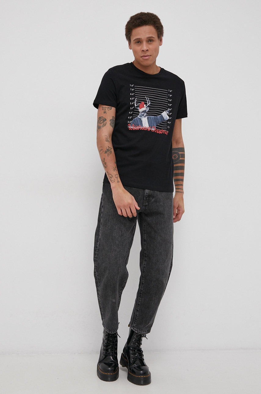 

Хлопковая футболка Produkt by Jack & Jones цвет чёрный с принтом