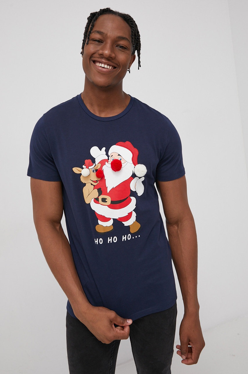 

Памучна тениска Produkt by Jack & Jones в тъмносиньо с апликация, Тъмносин