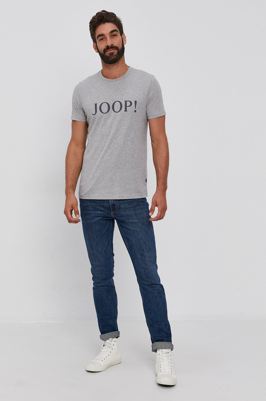 

Бавовняна футболка Joop! колір сірий з принтом