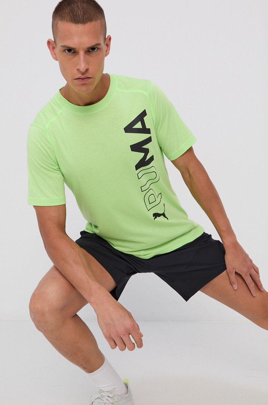 Puma Tricou 520899 bărbați, culoarea verde, cu imprimeu