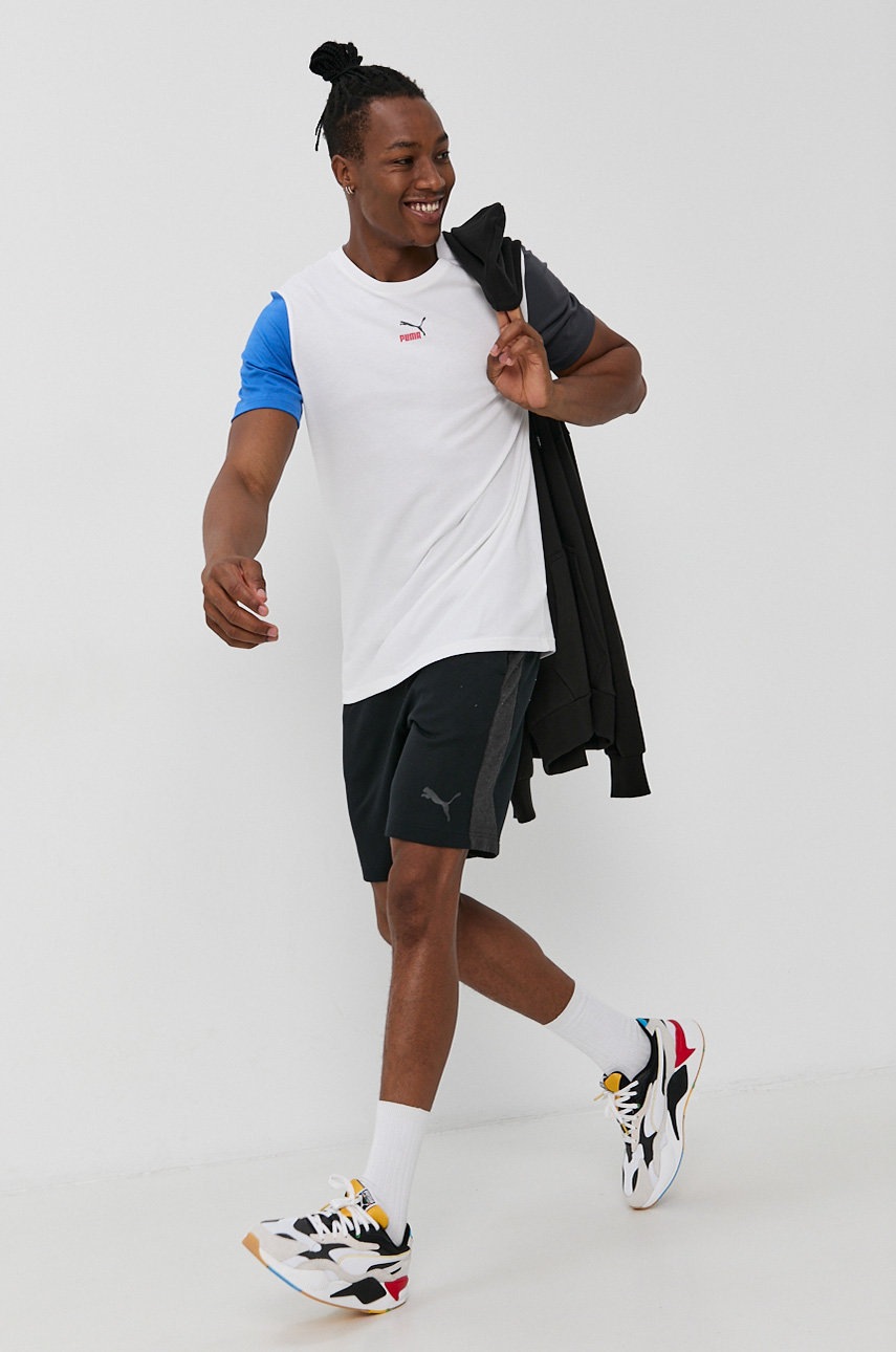 

Хлопковая футболка Puma цвет белый с принтом