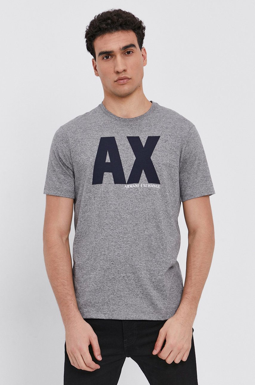 Armani Exchange T-shirt męski kolor szary z nadrukiem
