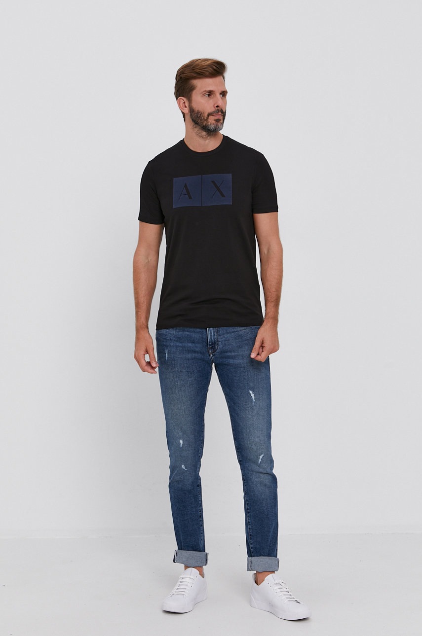 

Футболка Armani Exchange мужская цвет чёрный с принтом