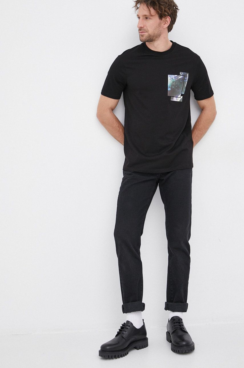 Armani Exchange Tricou din bumbac culoarea negru, cu imprimeu answear imagine noua