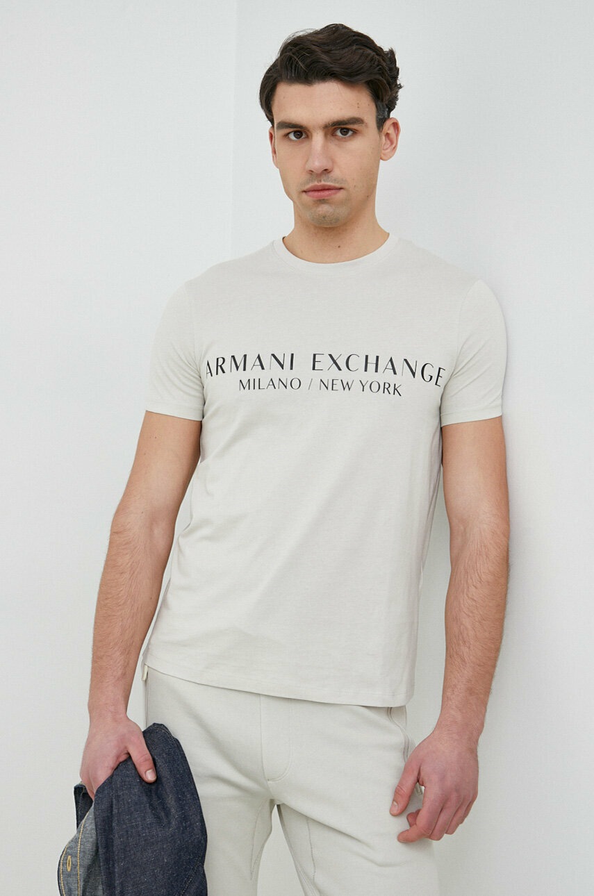 

Хлопковая футболка Armani Exchange цвет белый с принтом