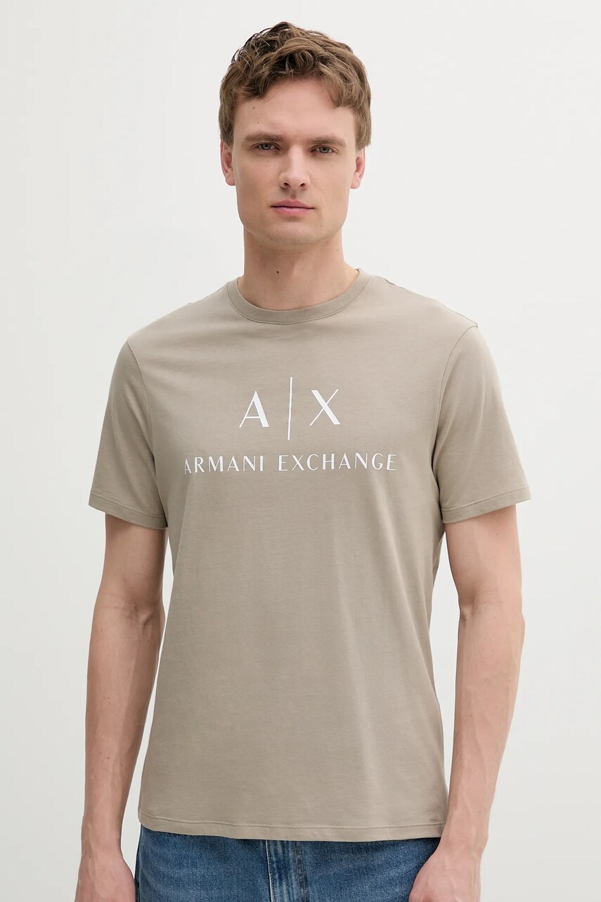 

Armani Exchange памучна тениска, Бежов
