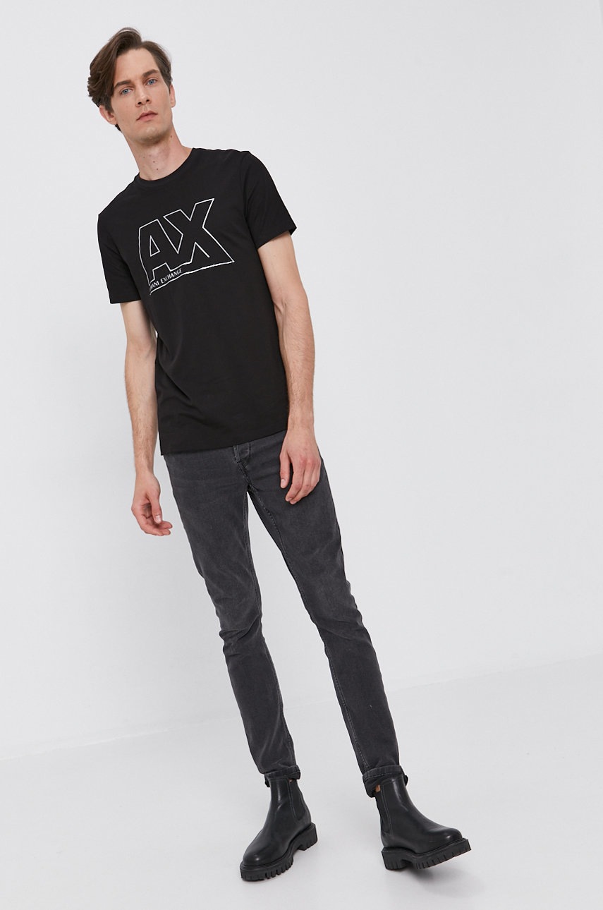 

Хлопковая футболка Armani Exchange цвет чёрный с принтом