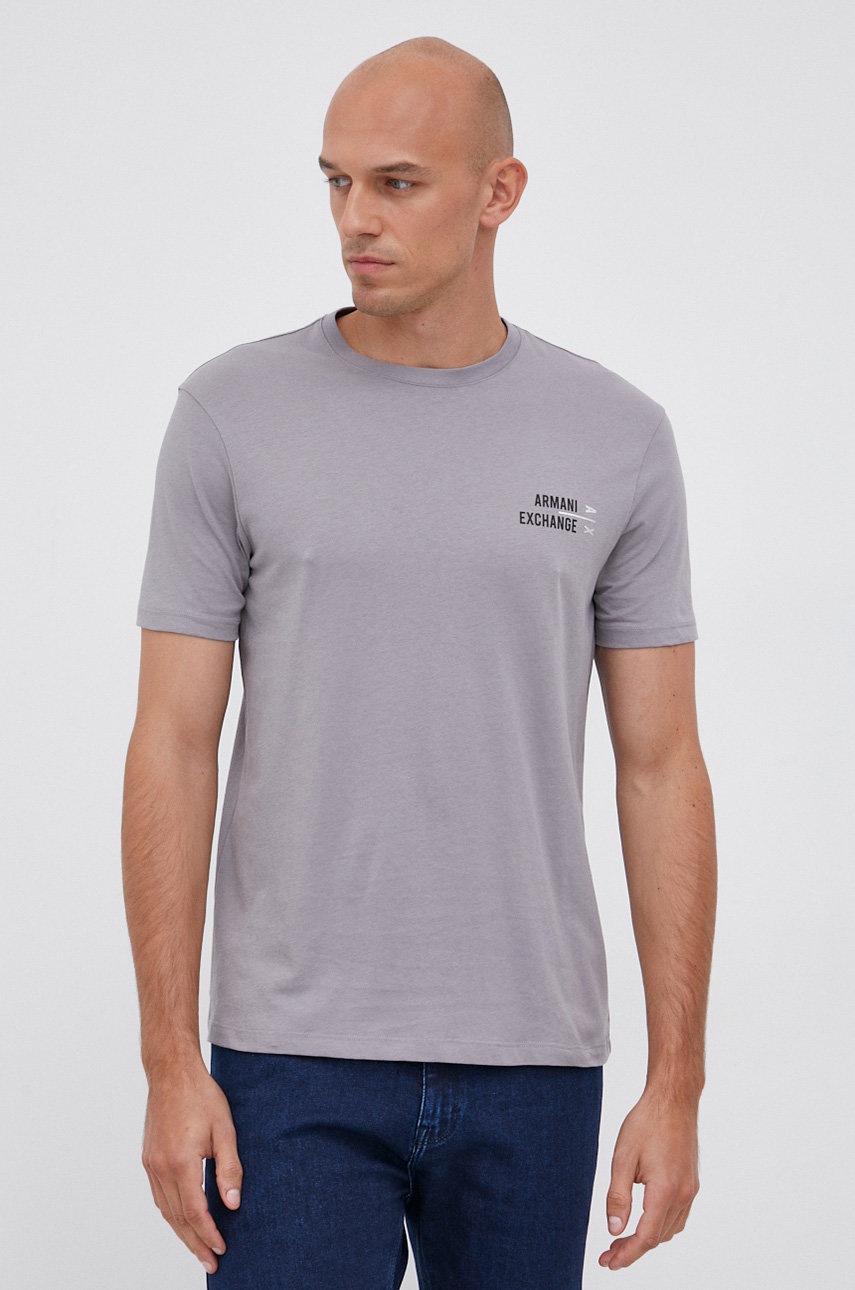 

Armani Exchange - Памучна тениска, Сив