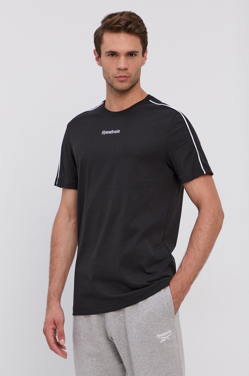 Reebok Tricou bărbați, culoarea negru, material neted answear imagine noua