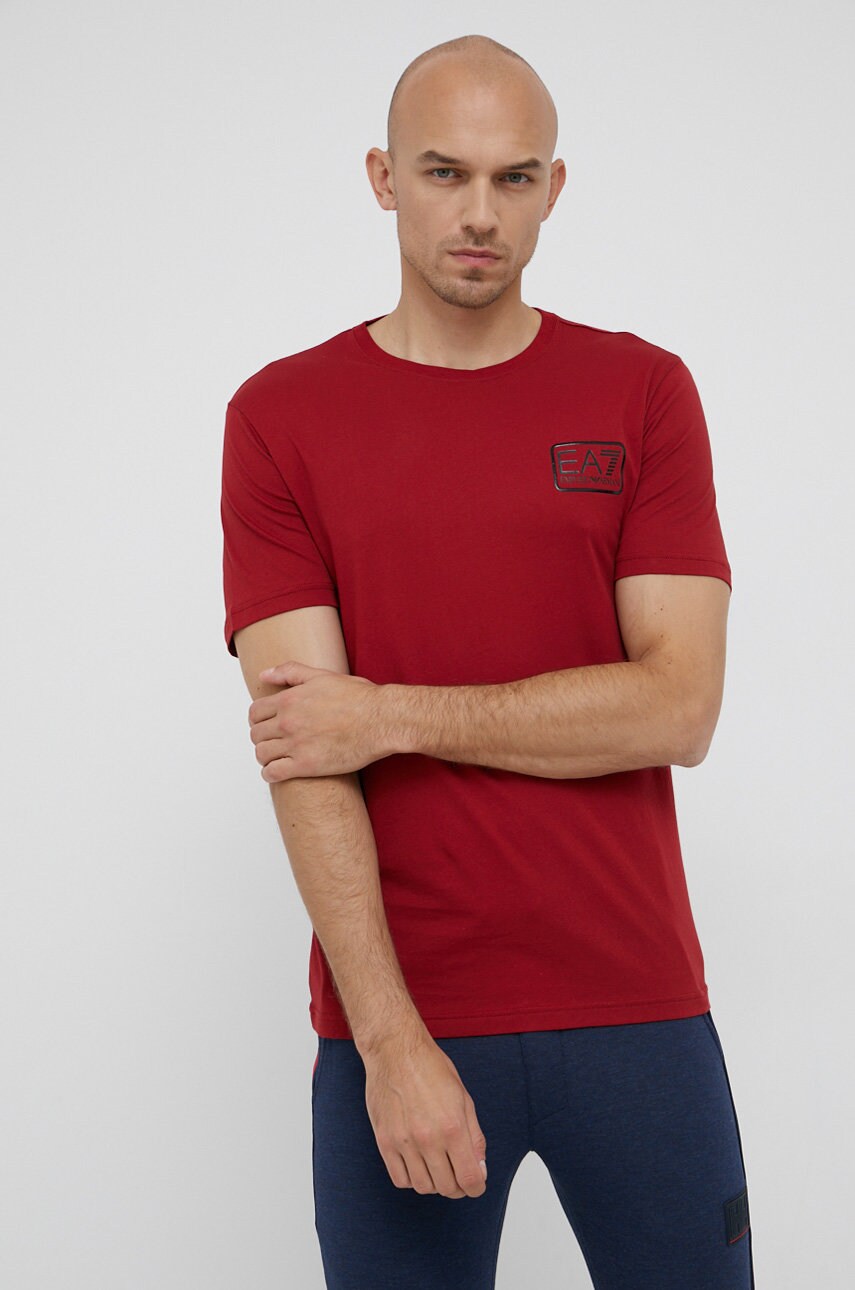Ea7 emporio armani tricou bărbați, culoarea rosu, material neted