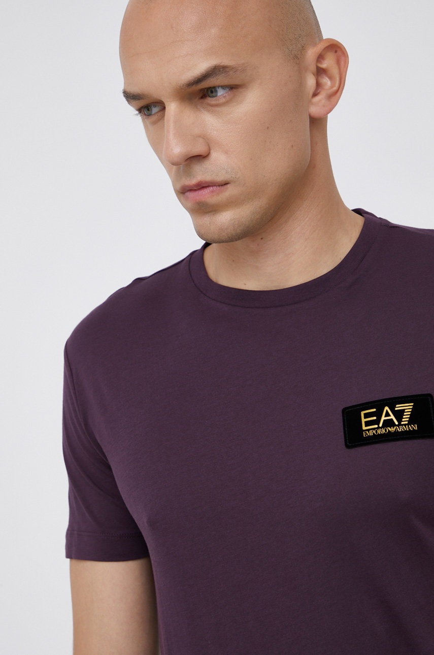 Ea7 emporio armani tricou din bumbac culoarea violet, cu imprimeu