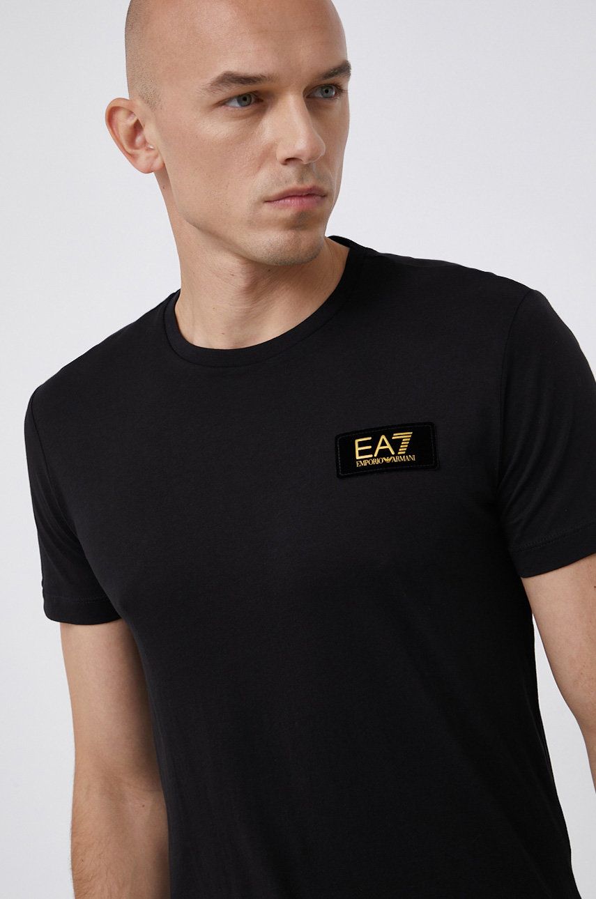 EA7 Emporio Armani Tricou din bumbac culoarea negru, cu imprimeu answear.ro imagine 2022 reducere