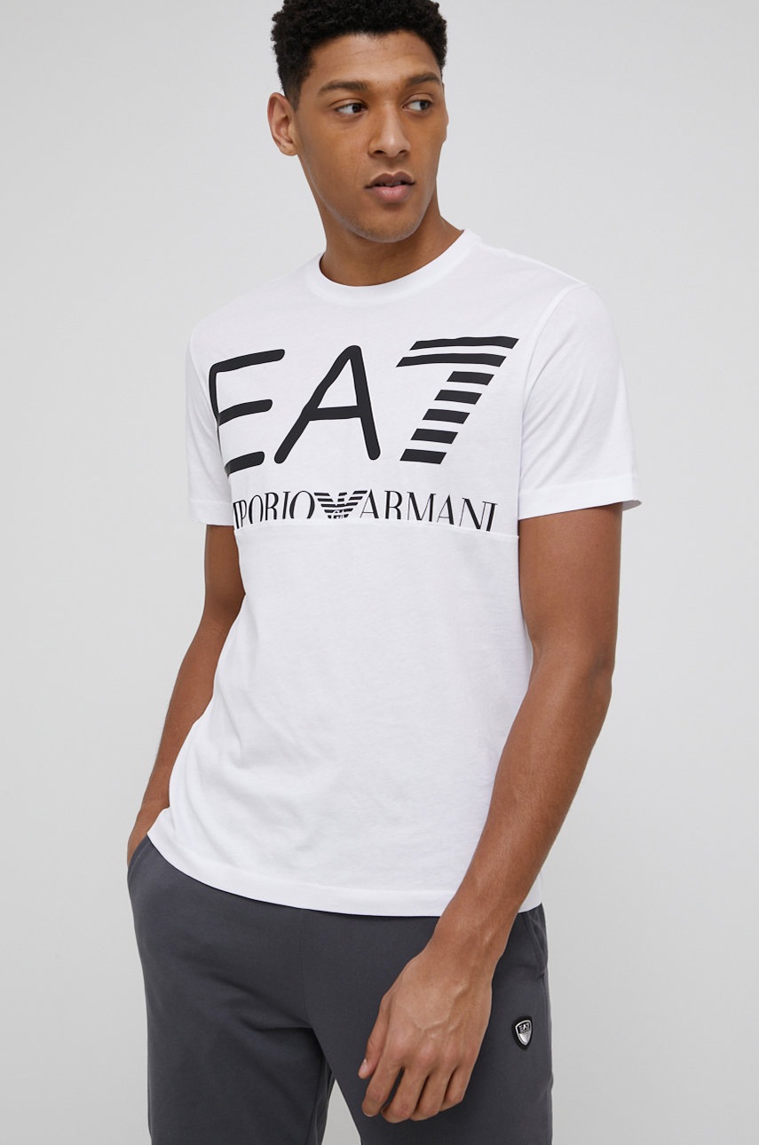 

Памучна тениска EA7 Emporio Armani, Бял