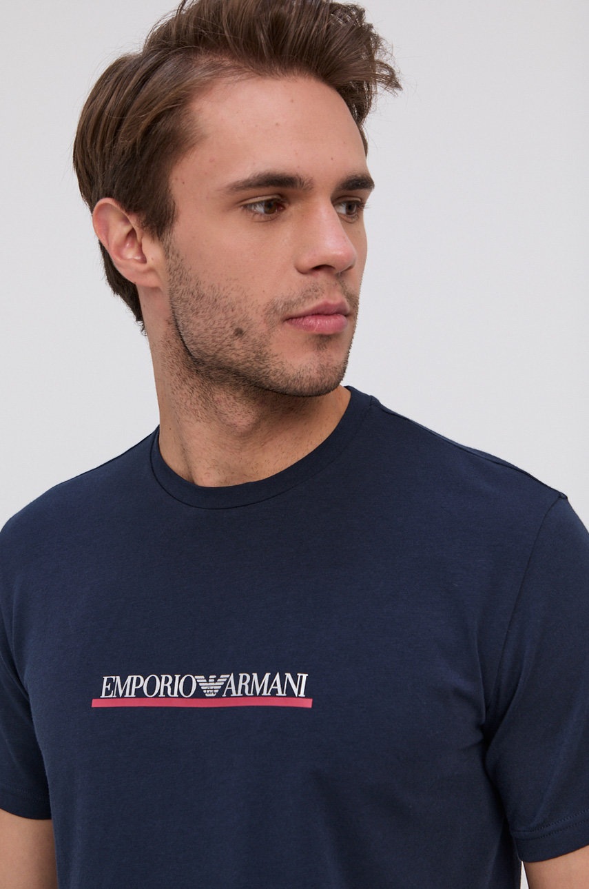 

Футболка Emporio Armani Underwear мужская цвет синий с принтом