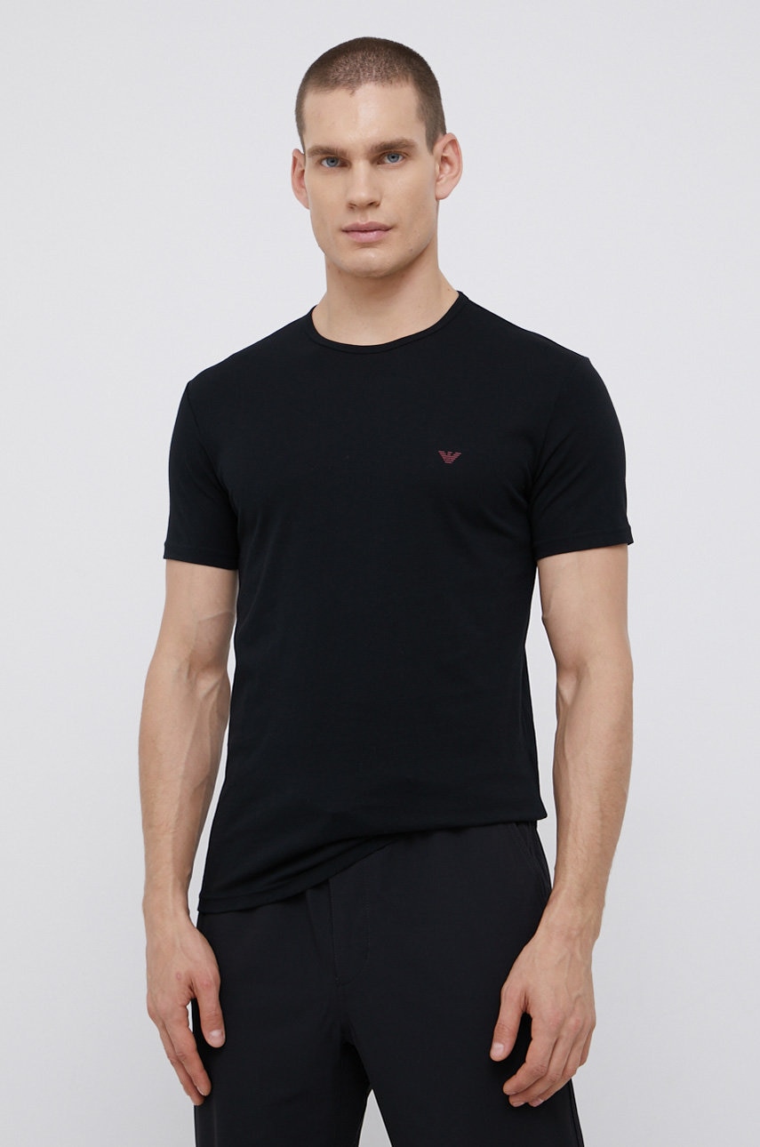 Emporio Armani Underwear Tricou din bumbac culoarea bordo, cu imprimeu