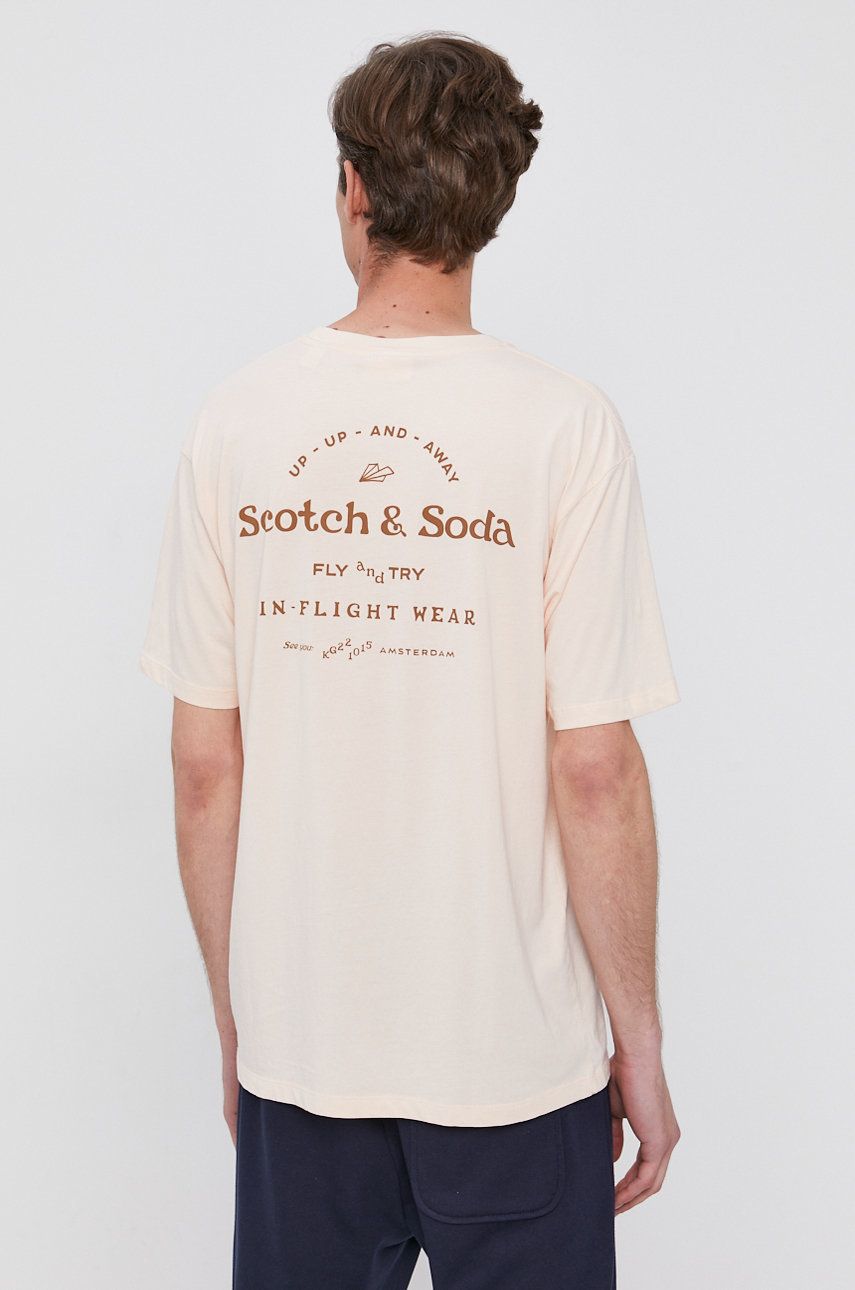 Scotch & Soda Tricou din bumbac culoarea roz, cu imprimeu answear.ro