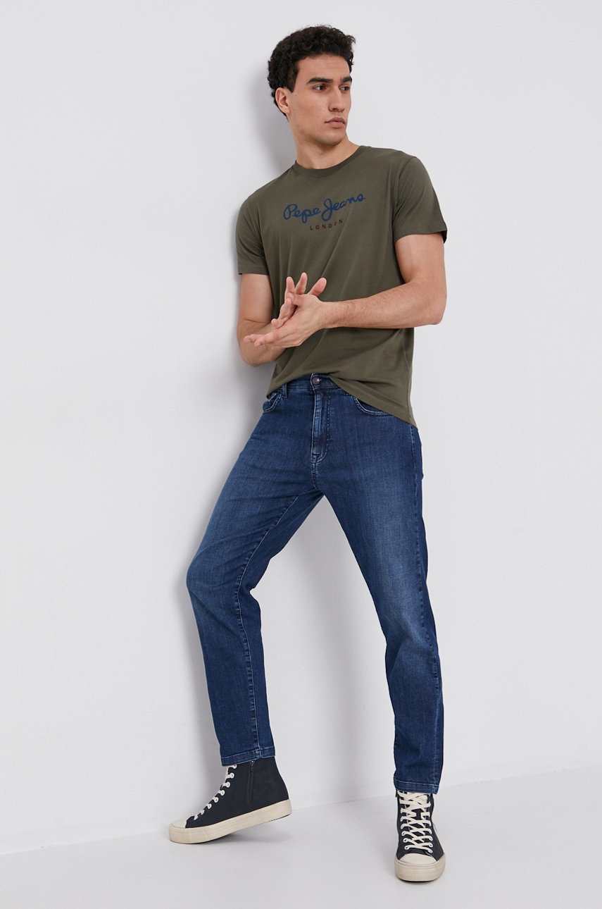 

Бавовняна футболка Pepe Jeans Eggo колір зелений з принтом
