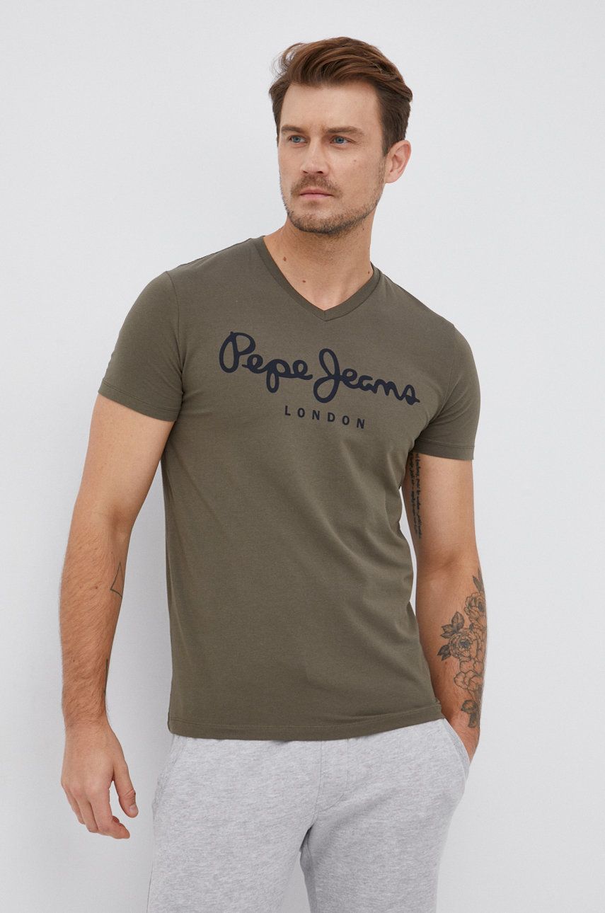 Pepe Jeans T-shirt męski kolor zielony z nadrukiem
