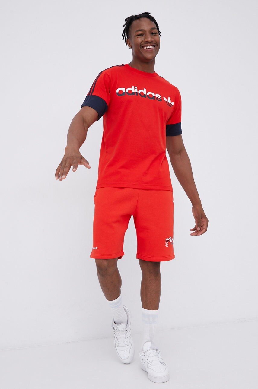Adidas originals tricou din bumbac culoarea rosu, cu imprimeu