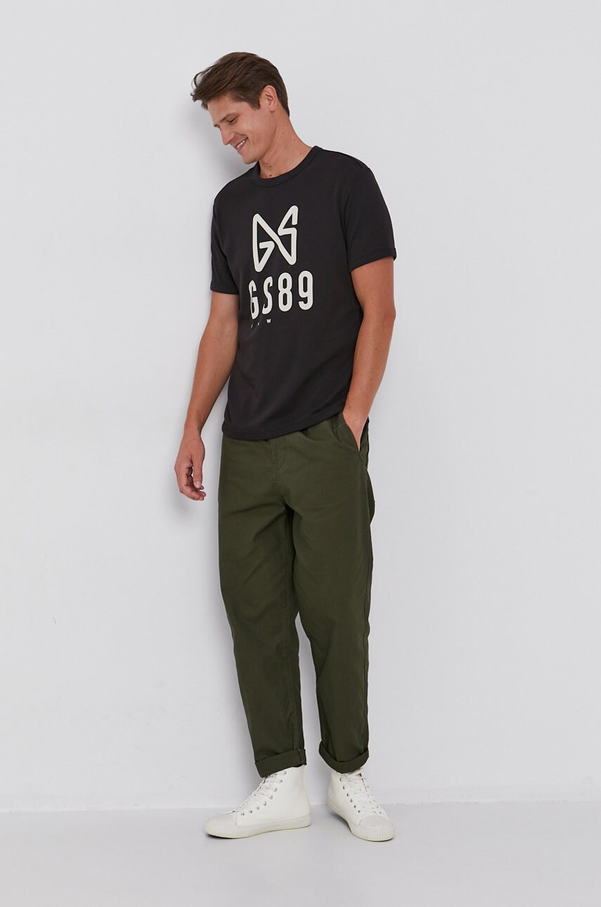 

Хлопковая футболка G-Star Raw цвет чёрный с принтом